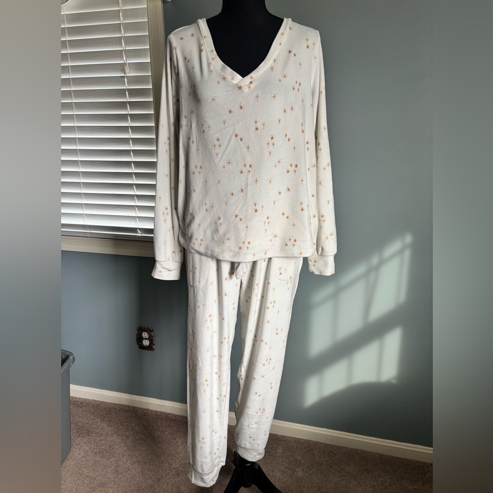 Soma White and Gold Pajama Set